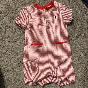 Ralph Lauren red striped shortall